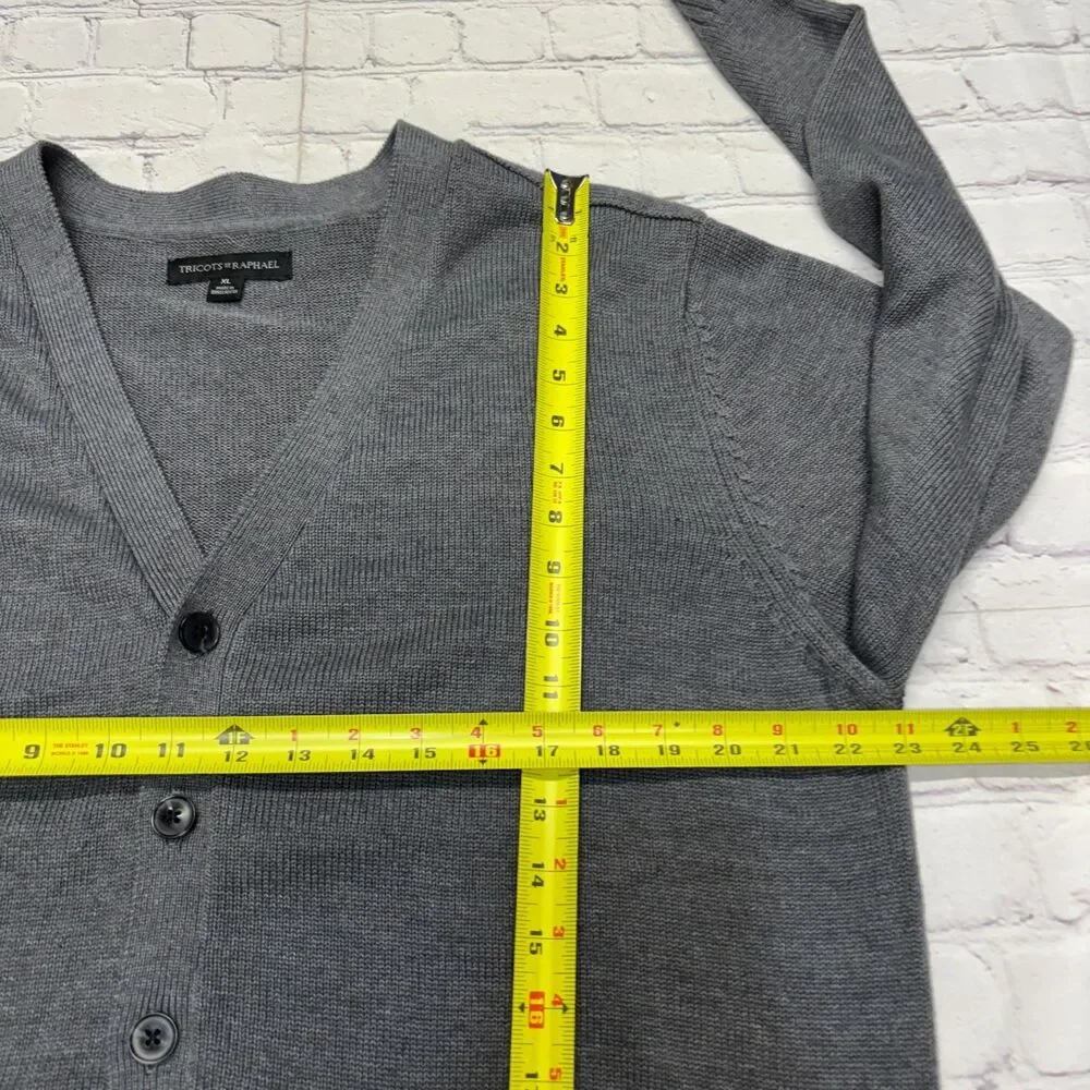 Tricots St Raphael Men Cardigan Sweater Size XL X-Large Gray FA23 D129 -14